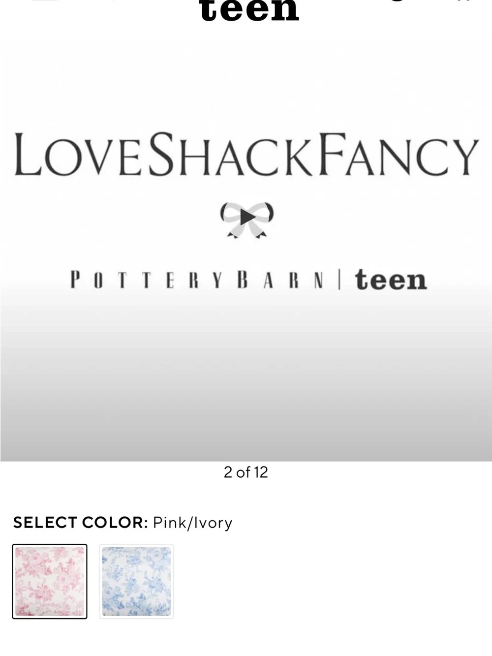 LoveShackFancy x Pottery Barn Teen Garden Damask Full Sheets Pink 3 Piece